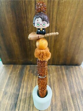 New Harry Potter Brown Beaded Novelty Charm Pen with Pom Pom